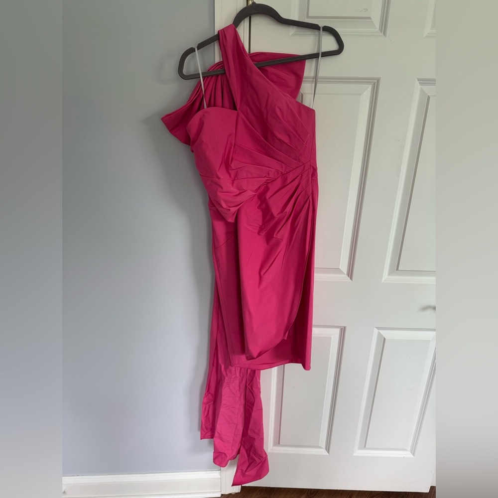 Marchesa Fuchsia One-Shoulder Dress